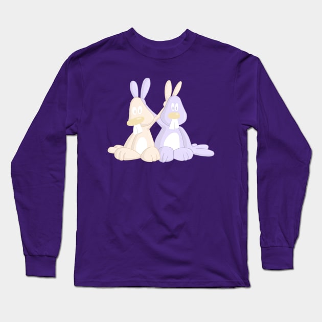 Victory Peace Rabbits Peach & Lilac Long Sleeve T-Shirt by JJW Clothing